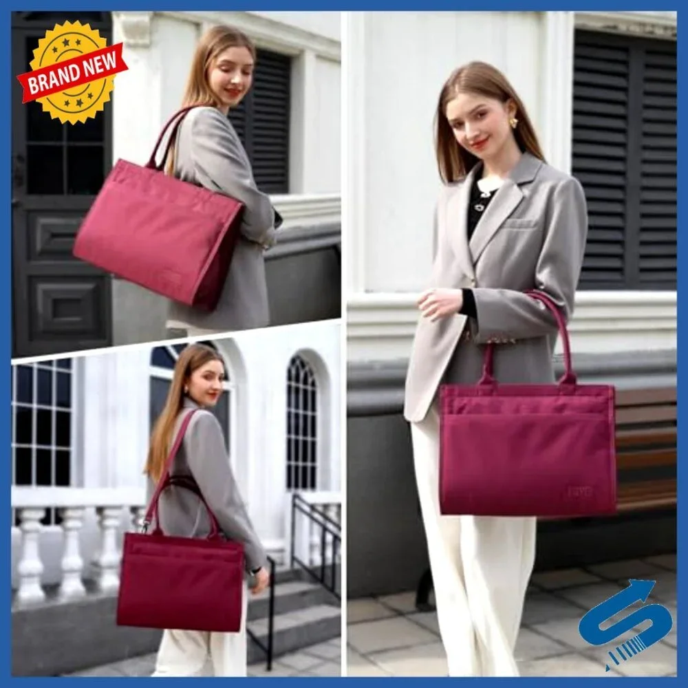 Large Canvas Tote Bag with Zipper Laptop Compartment Work Travel Purse